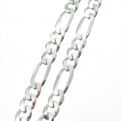 925 Sterling Silver Vintage Italy Figaro Chain Necklace 16"
