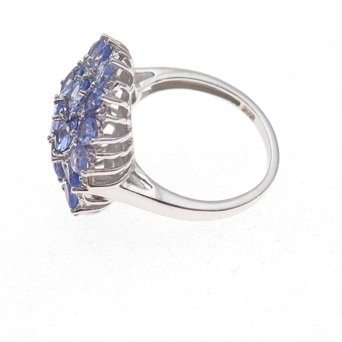 Chuck Clemency 925 Sterling Silver Real Multi-Cut Tanzanite Ring Size 8
