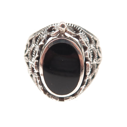 Chapal Zenray Sterling Vintage Real Black & Green Onyx Reversible Ring Size 7.25