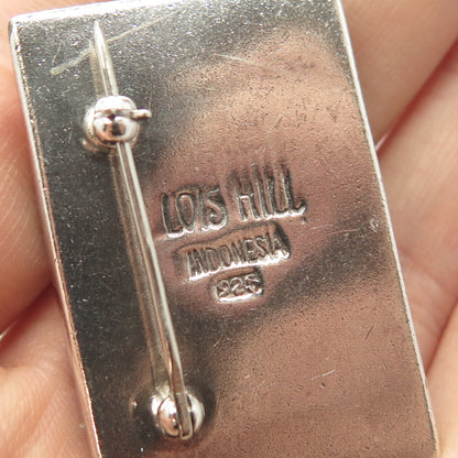 925 Sterling Silver Vintage Lois Hill Granulated Signature Scroll Pin Brooch