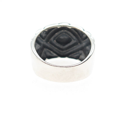 CHAPAL ZENRAY 925 Sterling Silver Vintage Modernist Oxidized Ring Size 8.25