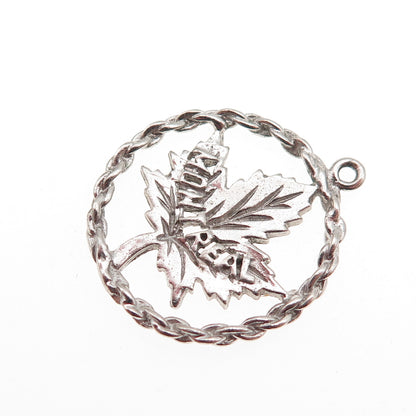 925 Sterling Silver Vintage Montreal Maple Leaf Charm Pendant