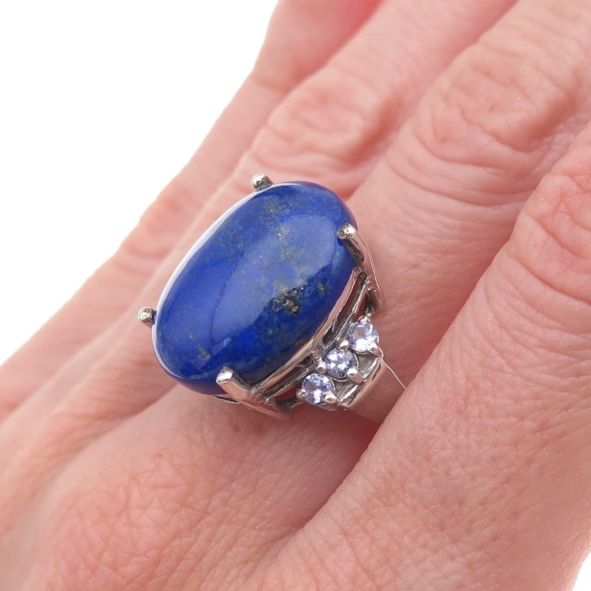 Chuck Clemency 925 Sterling Silver Real Lapis & Tanzanite Ring Size 7.75