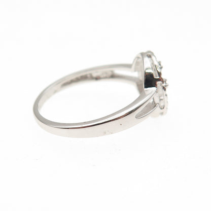 925 Sterling Silver Real Round-Cut Diamond Cross Ring Size 7