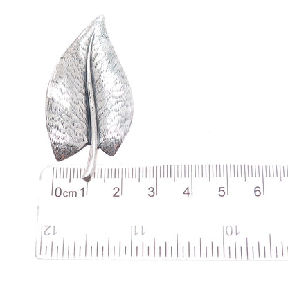 BEAU 925 Sterling Silver Antique Art Deco Floral Leaf Oxidized Pin Brooch