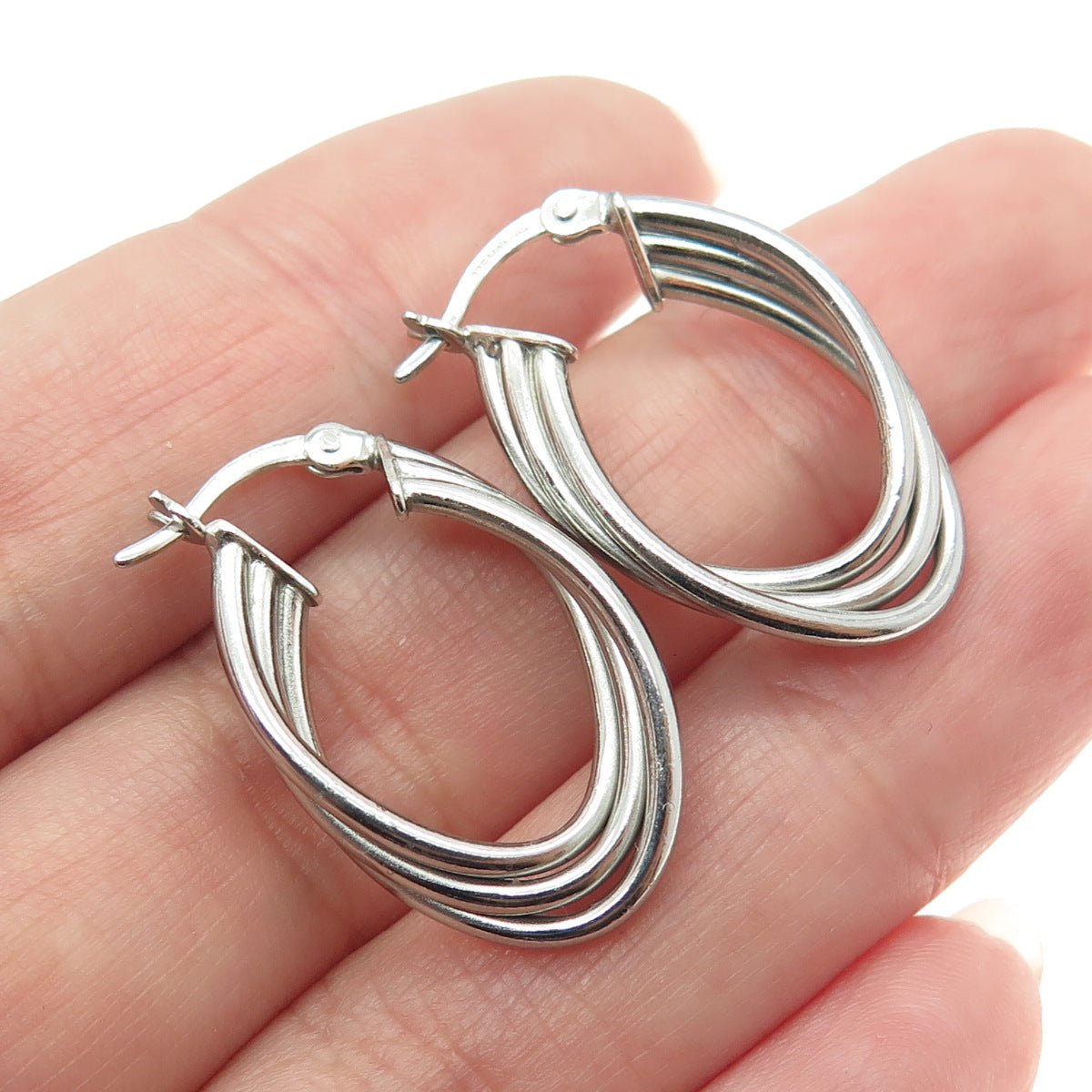 HAN 925 Sterling Silver Multi-Row Twisted Hoop Earrings