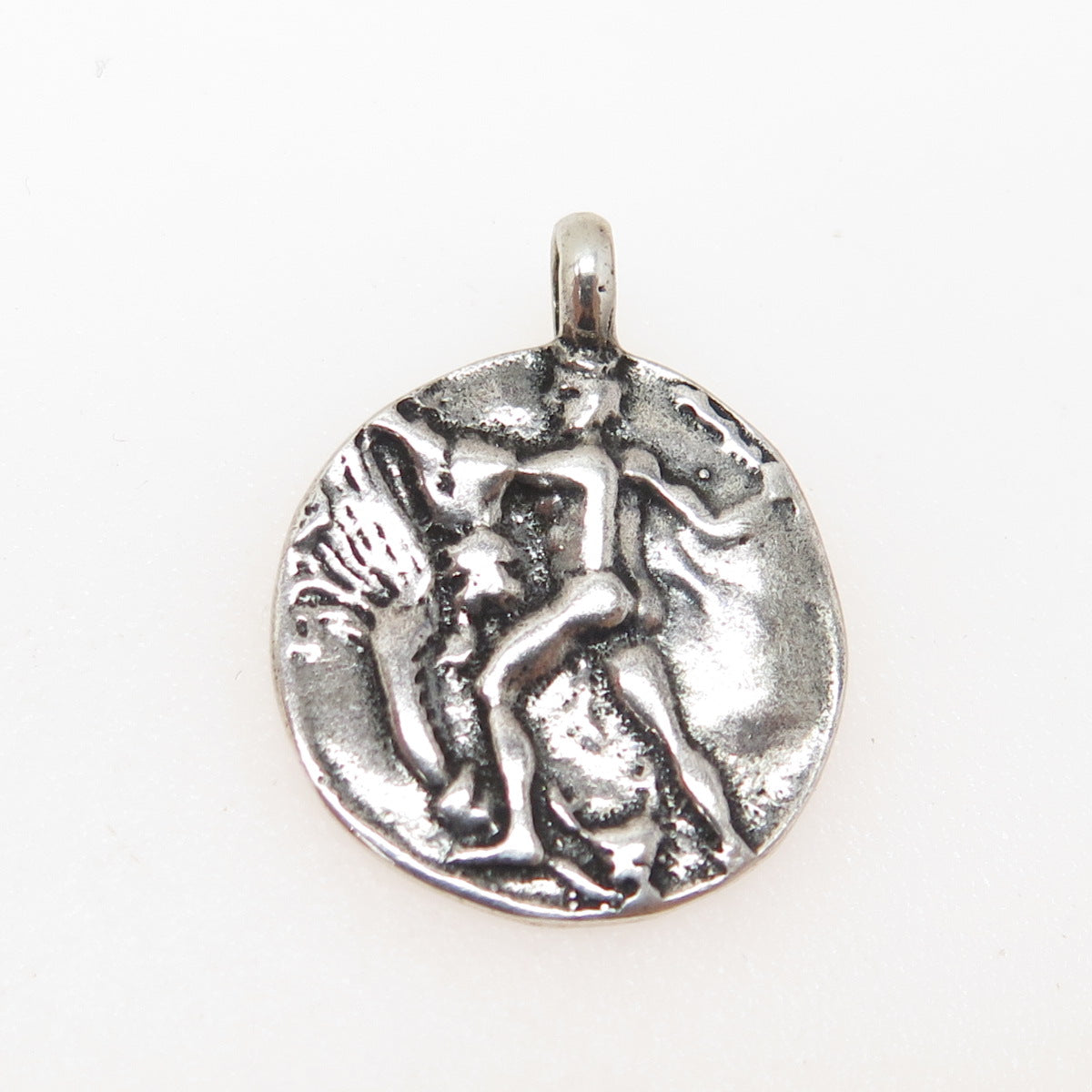 925 Sterling Silver Vintage Hercules Coin Oxidized Charm Pendant