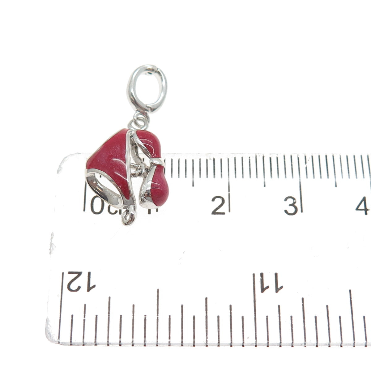 925 Sterling Silver Vintage Red Enamel Bikini Minimalist Charm Pendant