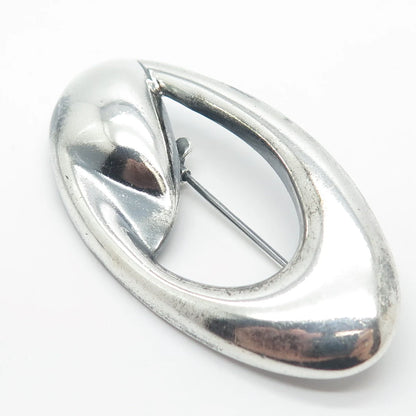 925 Sterling Silver Vintage Italy Modernist Oval Pin Brooch
