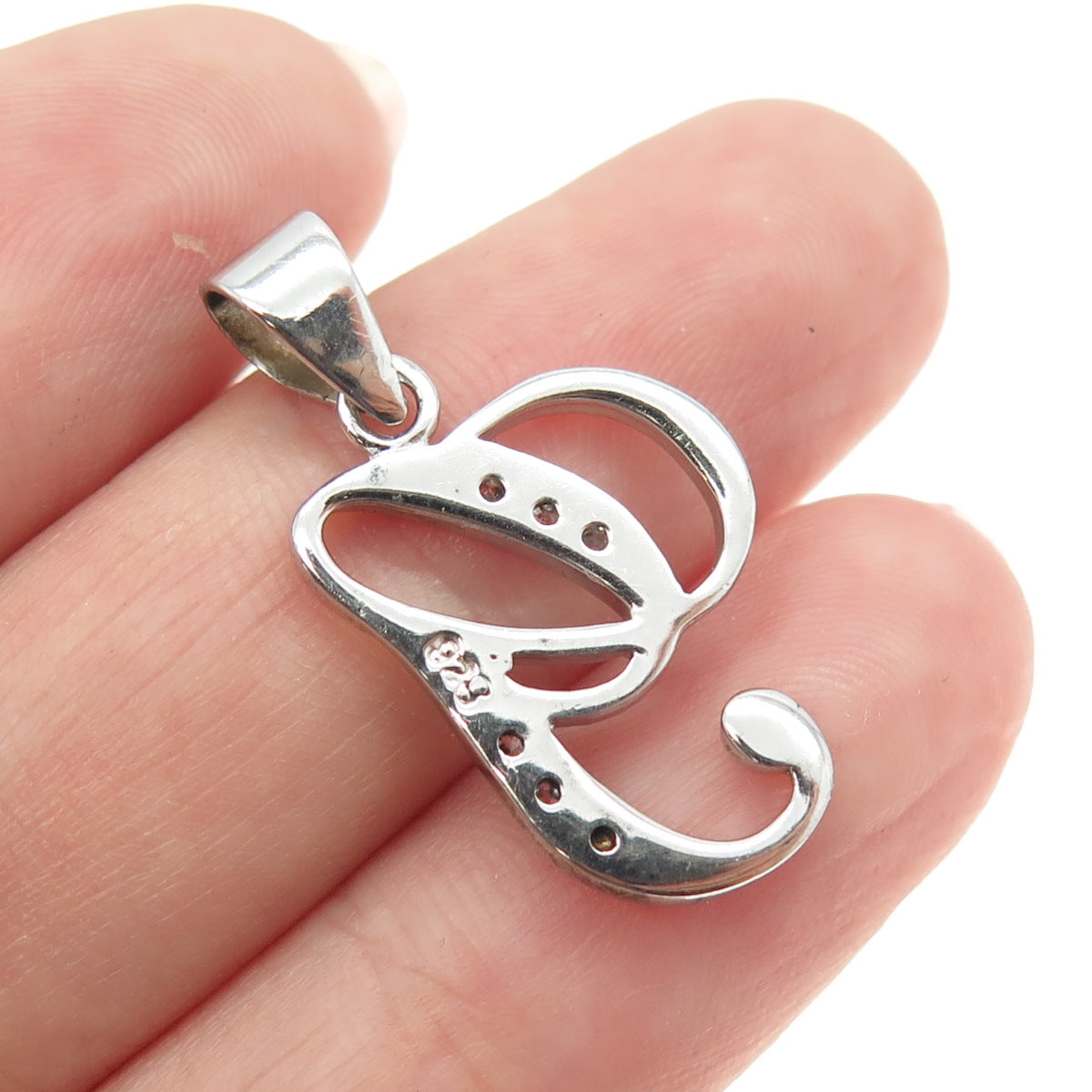 925 Sterling Silver Round-Cut C Z Letter "G" Initial Pendant