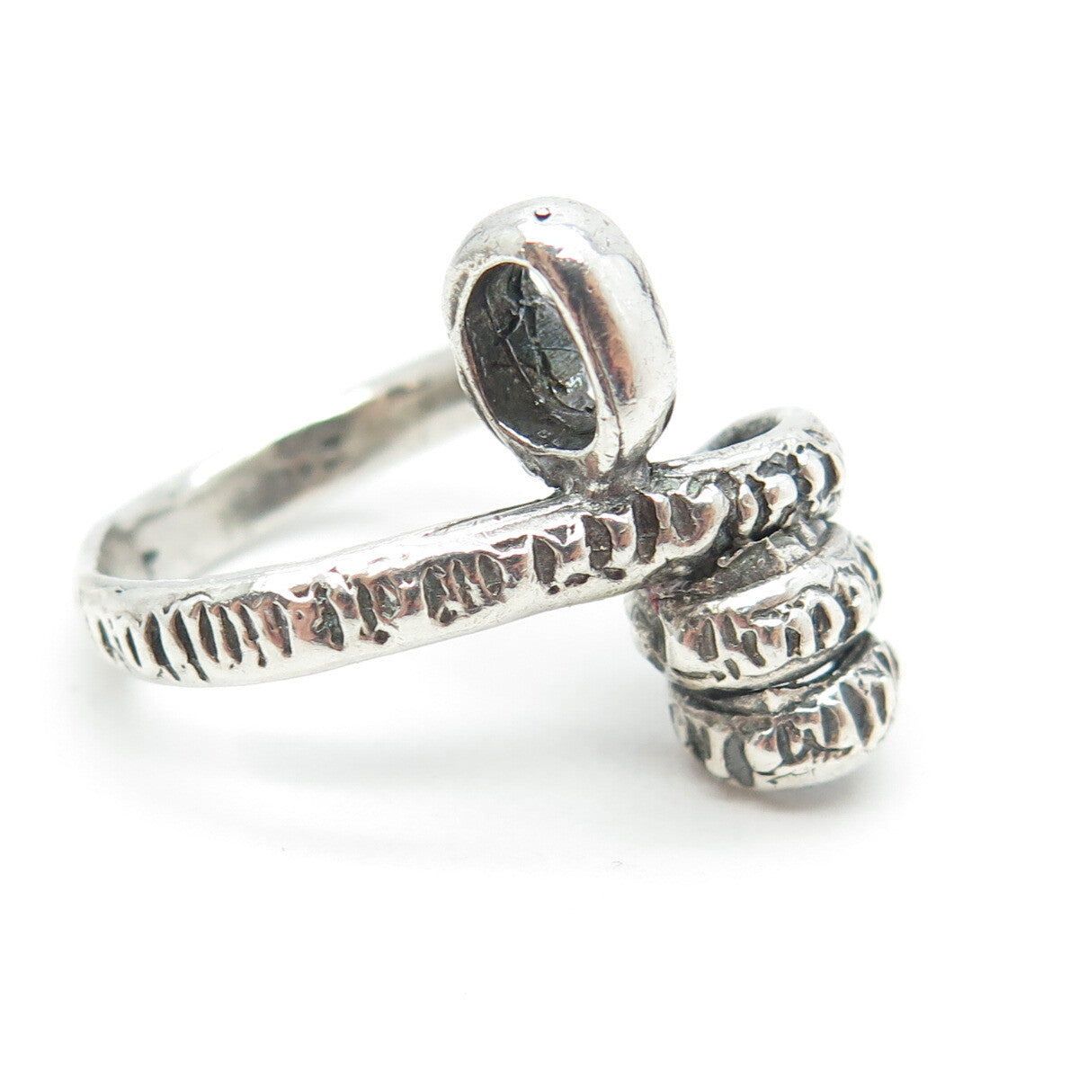 925 Sterling Silver Vintage Modernist Swirl Oxidized Ring Size 4.75