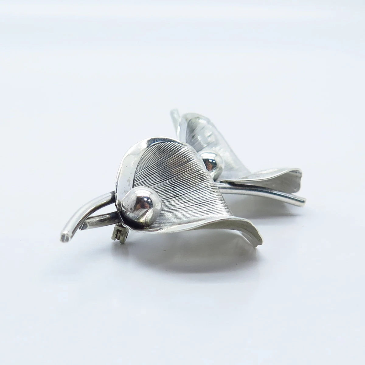 925 Sterling Silver Vintage Beau Calla Lily Floral Pin Brooch