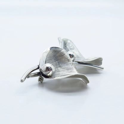 925 Sterling Silver Vintage Beau Calla Lily Floral Pin Brooch