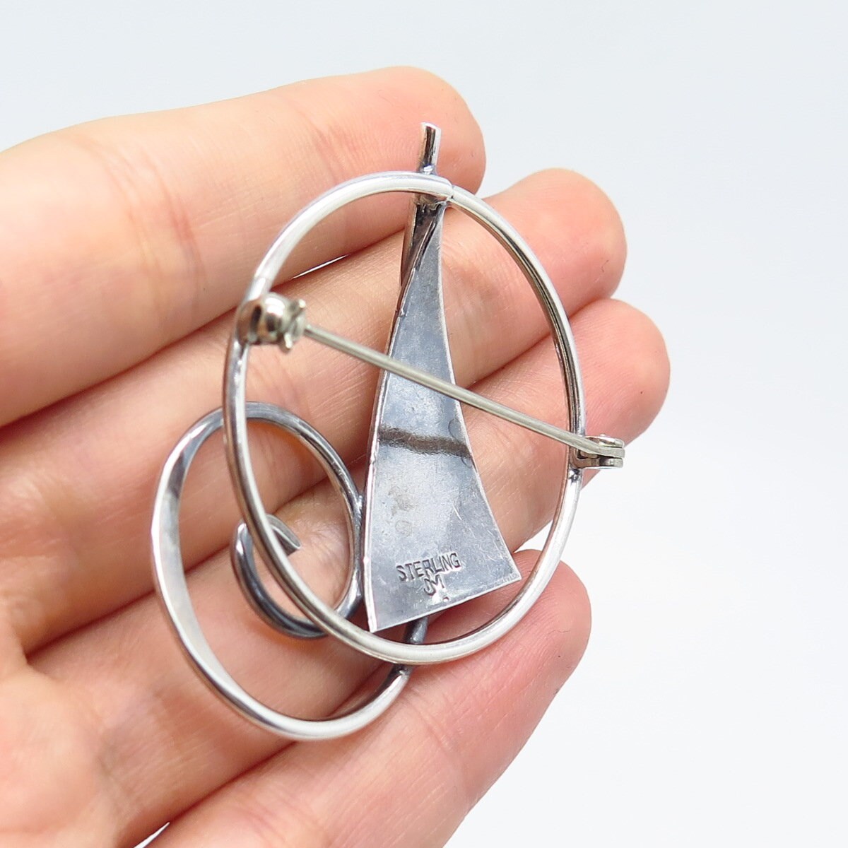 925 Sterling Silver Vintage Abstract Leaf/ Arrow Pin Brooch