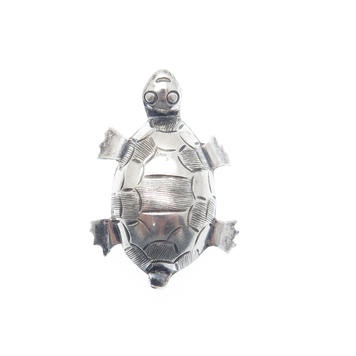 925 Sterling Silver Vintage Mexico Turtle Oxidized Pin Brooch