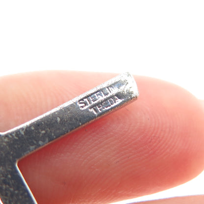 THEDA 925 Sterling Silver Vintage Rhinestone Cross Religious Charm Pendant