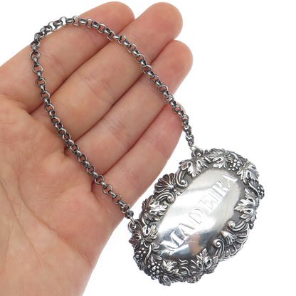 ROBINSON EDKINS & ASTON 925 Sterling Antique 1836 Birmingham Madeira Bottle Tag