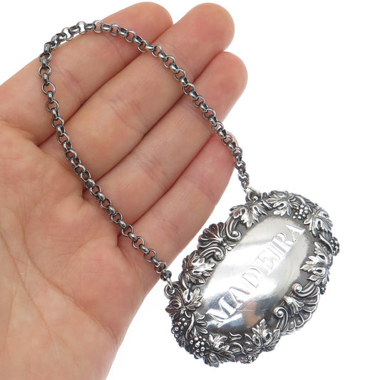 ROBINSON EDKINS & ASTON 925 Sterling Antique 1836 Birmingham Madeira Bottle Tag