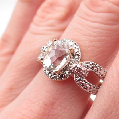 DBJ Dee Berkle 925 Sterling Silver Gold Plated Real White Topaz Ring Size 9