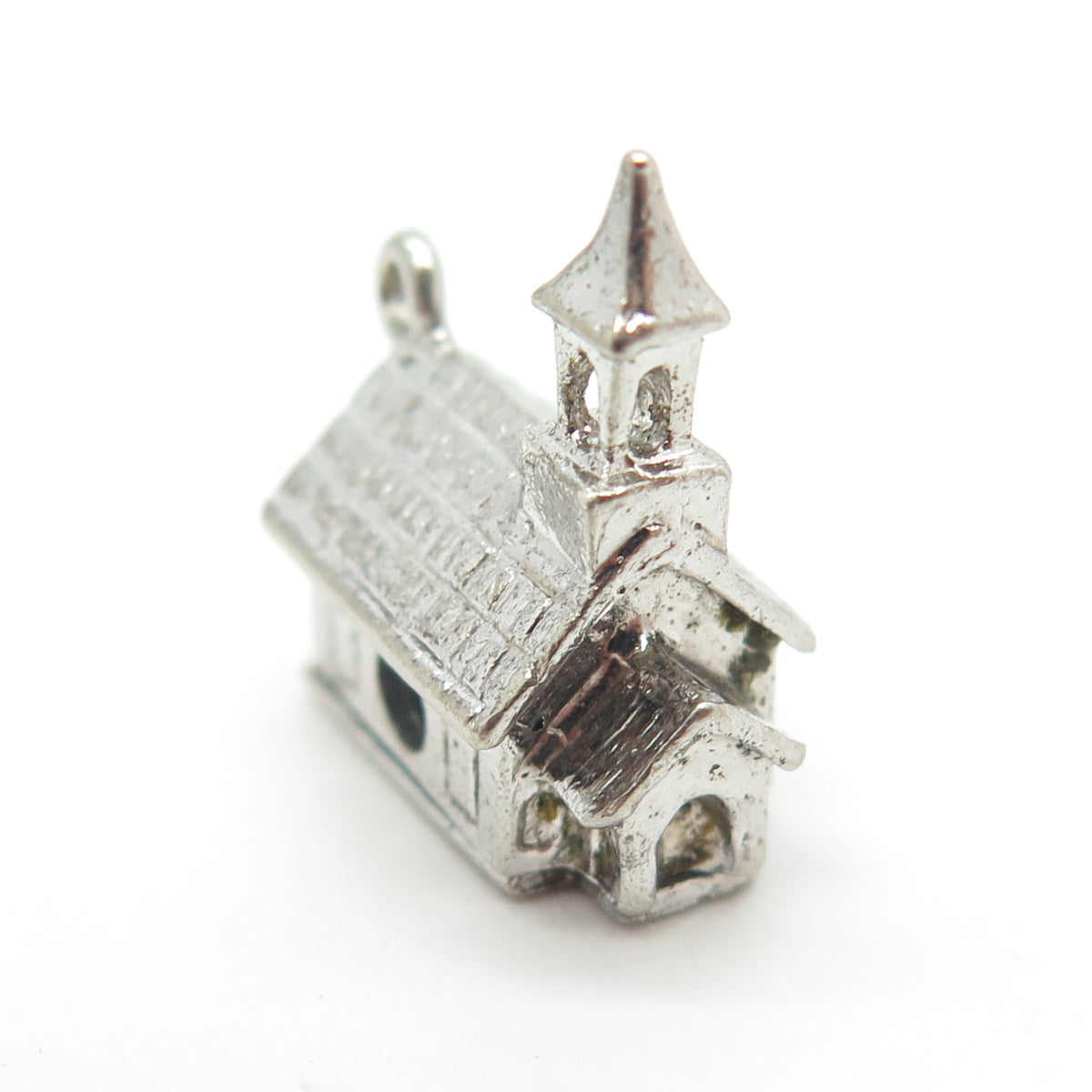 J.M. FISHER 925 Sterling Silver Antique Art Deco Chapel 3D Charm Pendant