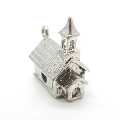 J.M. FISHER 925 Sterling Silver Antique Art Deco Chapel 3D Charm Pendant