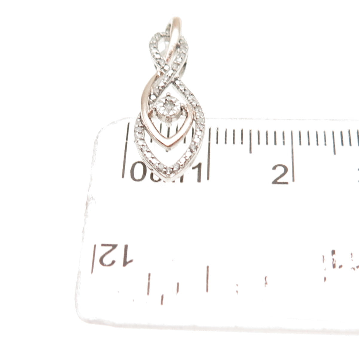 Sun 925 Sterling Silver 2-Tone Real Round-Cut Diamond Infinity Charm Pendant