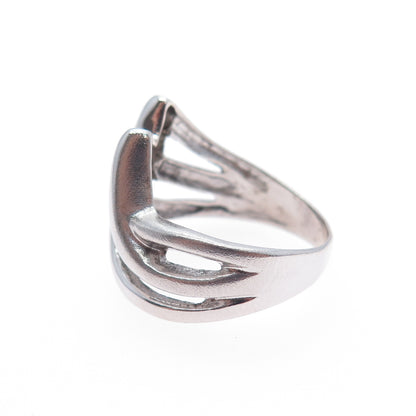 925 Sterling Silver Vintage Modernist Mountain Ring Size 6.25