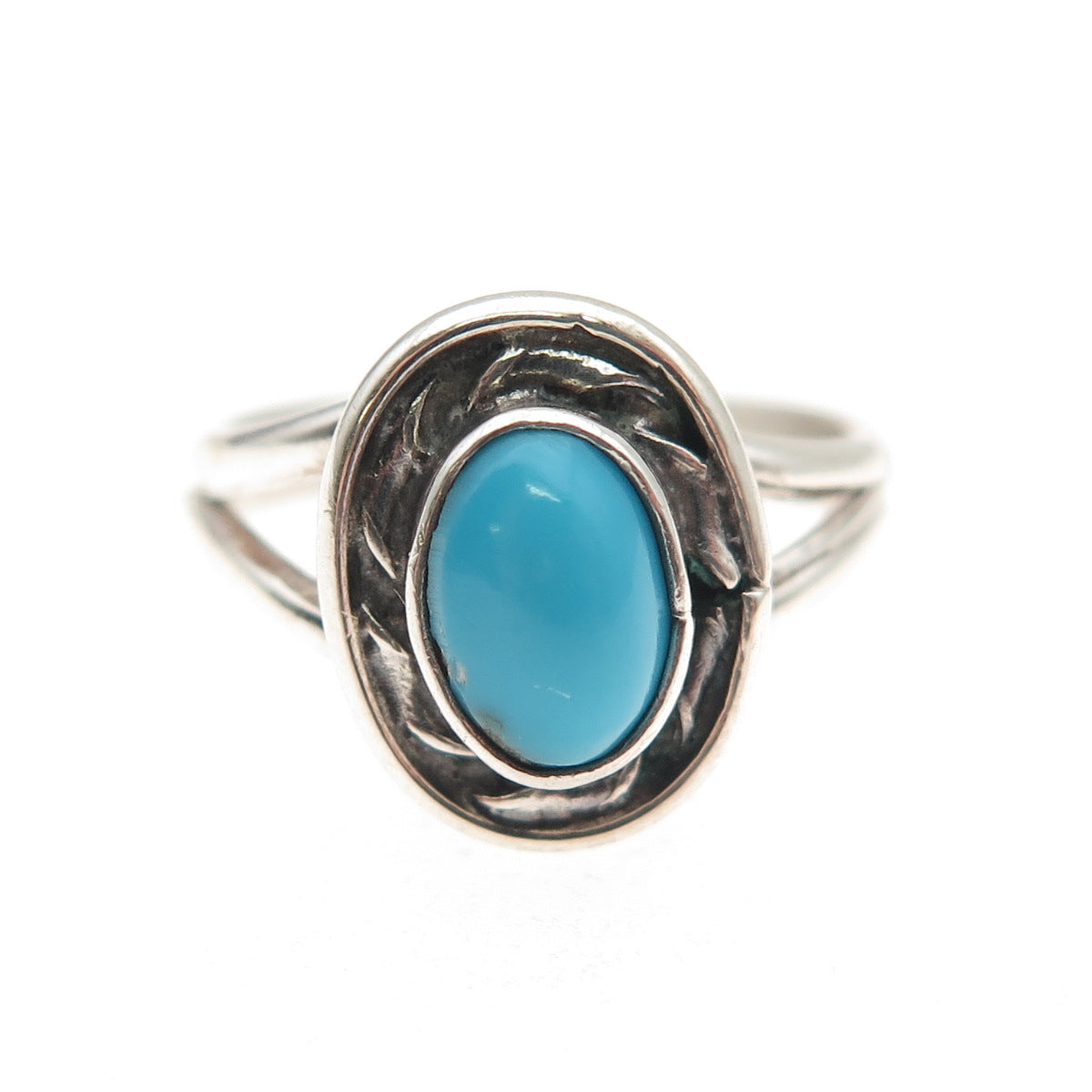 Old Pawn 925 Sterling Silver Vintage Southwestern Turquoise Tribal Ring Size 5