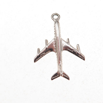 Wells 925 Sterling Silver Vintage Airplane 3D Charm Pendant