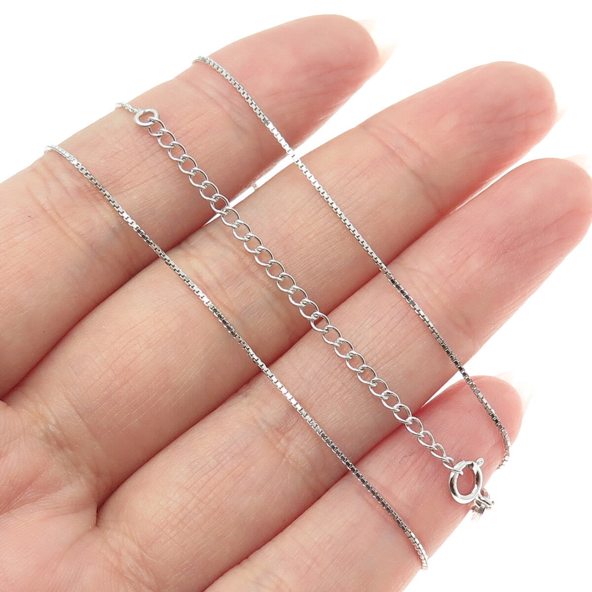 925 Sterling Silver Swarovski Green-Crystal Box Chain Necklace 16-18"