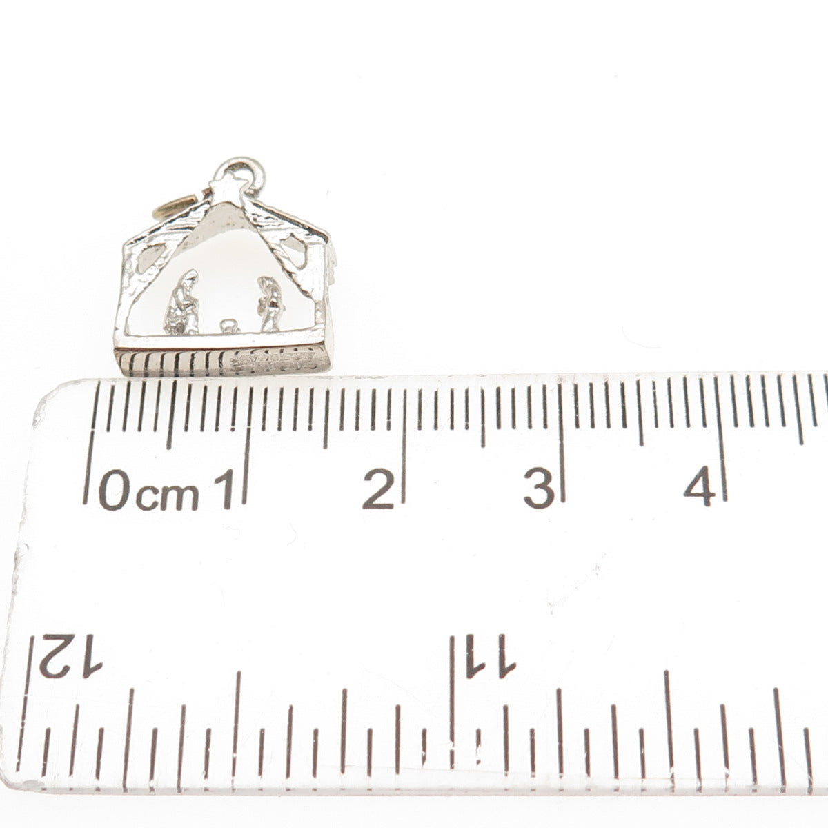 JAY POSON Sterling Silver Vintage Nativity Scene Christmas Mini Charm Pendant