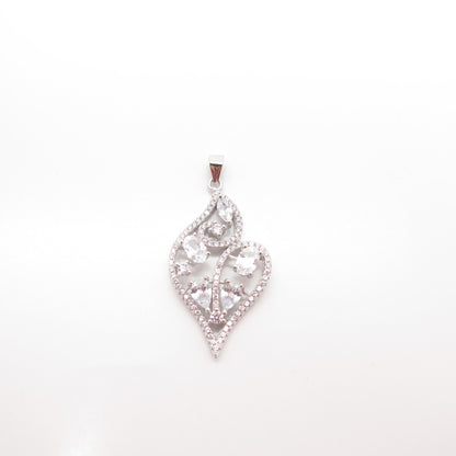 925 Sterling Silver C Z Swirl Ornate Pendant