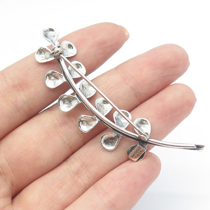 BEAU 925 Sterling Silver Antique Art Deco Laurel Leaves Pin Brooch