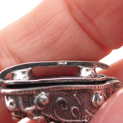 925 Sterling Silver Vintage Ice Skate Oxidized Mini Open Charm Pendant