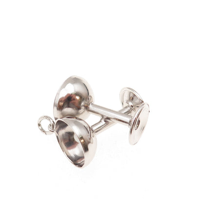 Art's Elegance 925 Sterling Silver Vintage Crossed Wine Glasses Charm Pendant