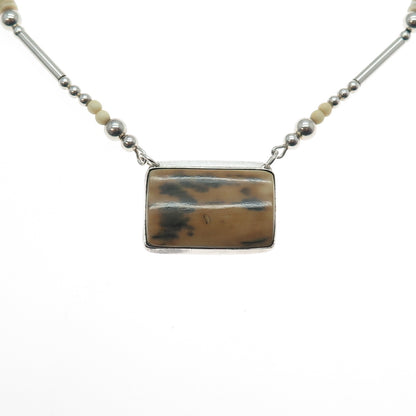 Old Pawn Navajo Sterling Silver Vintage Southwestern Beaded Chain Necklace 16"