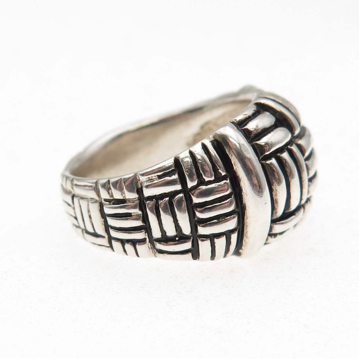 ESPO Joseph Esposito 925 Sterling Silver Vintage Woven Oxidized Ring Size 7