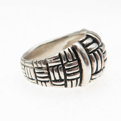 ESPO Joseph Esposito 925 Sterling Silver Vintage Woven Oxidized Ring Size 7