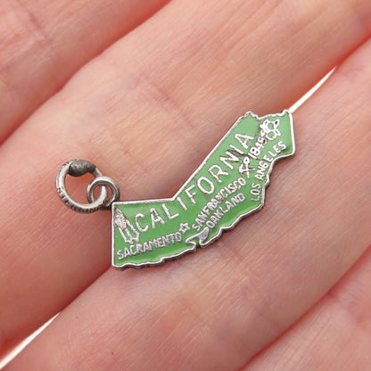 FRENCH & FRANKLIN 925 Sterling Silver Vintage Enamel California Mini Pendant