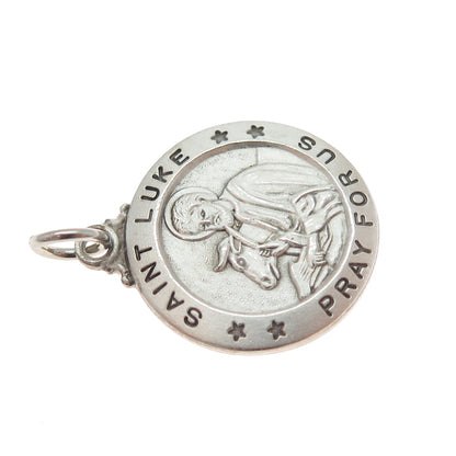 CHAPEL 925 Sterling Silver Vintage St. Luke Religious Medal Charm Pendant