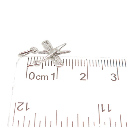 925 Sterling Silver Vintage Comb & Scissors Mini Charm Pendant