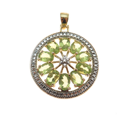 ROSS SIMONS 925 Sterling Silver Gold Plated Real Diamond Accent Peridot Pendant