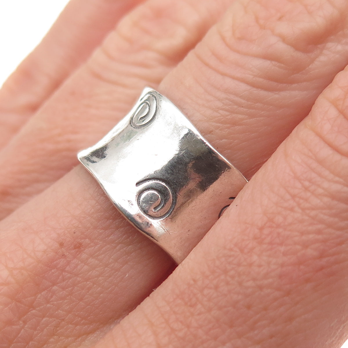 Didae 925 Sterling Silver Vintage Israel Modernist Spiral Oxidized Ring Size 8