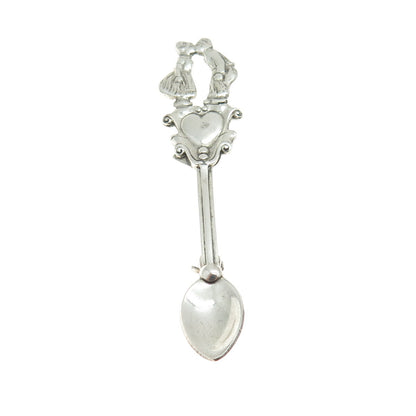LANG 925 Sterling Silver Antique Art Deco Kissing Couple Salt Spoon Pin Brooch