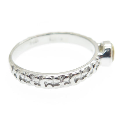 FADI 925 Sterling Silver Checkered Citrine Gem Letter "C" Floral Ring Size 8