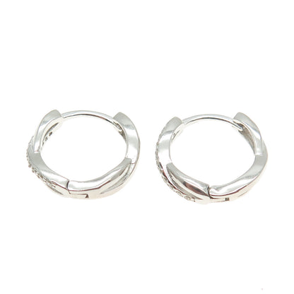 925 Sterling Silver Round-Cut Shaped C Z Infinity Huggie Earrings