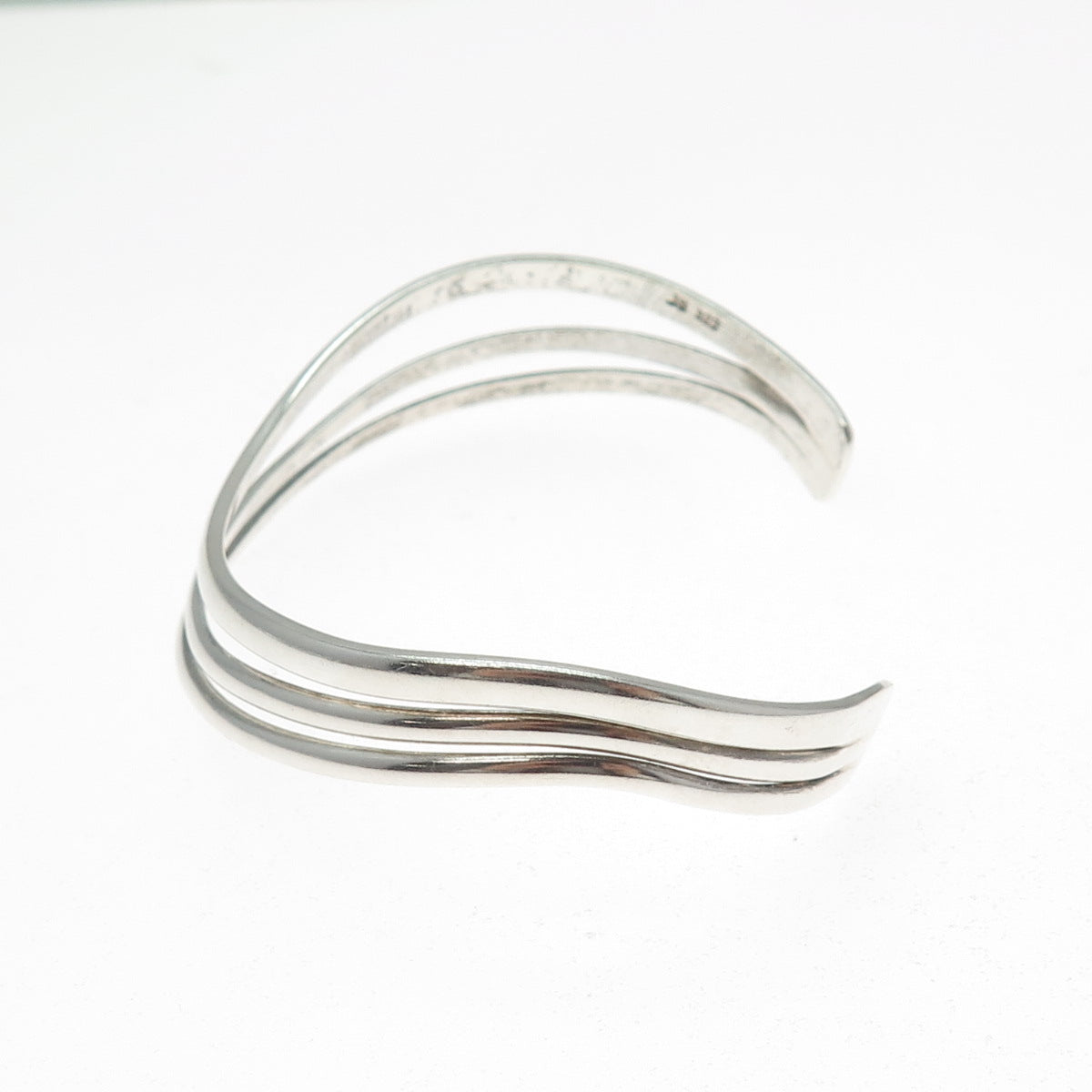 JS JOSEPH SCHMID 925 Sterling Vintage Modernist Wavy Adjustable Bracelet 6.75"