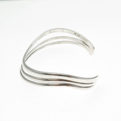 JS JOSEPH SCHMID 925 Sterling Vintage Modernist Wavy Adjustable Bracelet 6.75"