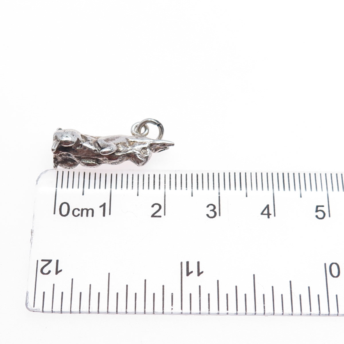 925 Sterling Silver Vintage Easter Bunny Oxidized Minimalist 3D Charm Pendant