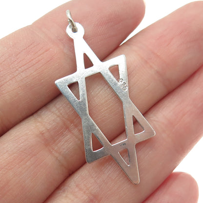 925 Sterling Silver Vintage Star of David Judaica Engraved Pendant